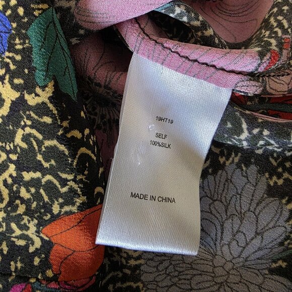 Hunter Bell Taylor Top Silk Floral Blouse Button Front Billow Sleeve Size L - Picture 5 of 16